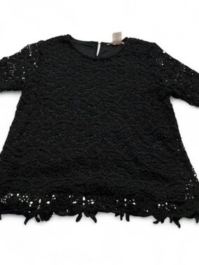Philosophy Black Crochet Lace Shell Top Womens Sz M Romantic goth